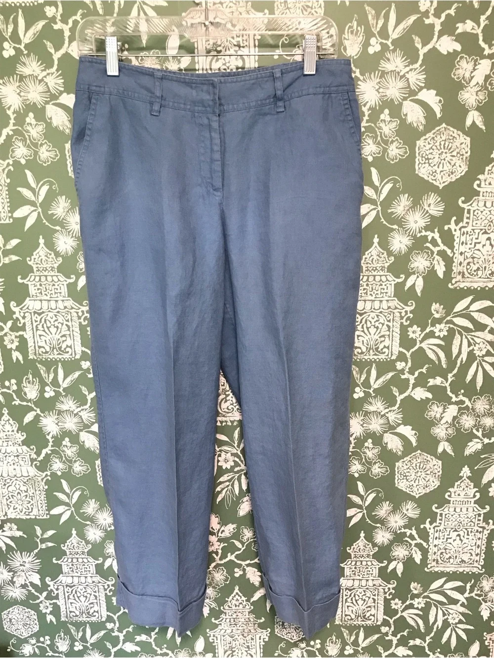 J. Jill Blue Linen Cropped Pants